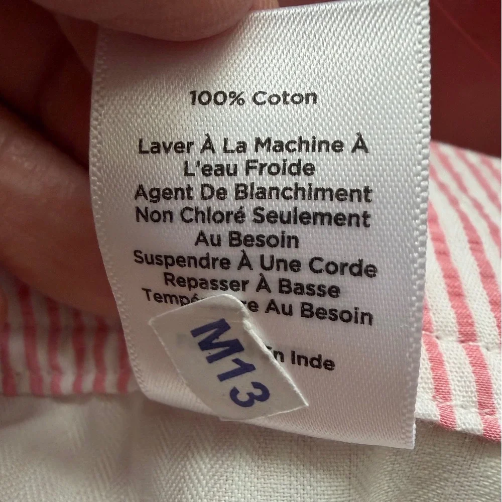 Talbots Seersucker Shorts Womens Size 14 Pink Striped Summer Preppy Coastal Chic